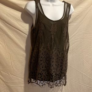 INC International Concepts womens sleeveless lace overlay blouse